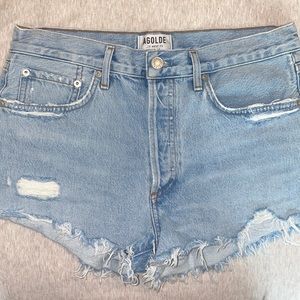 Agolde mid/high waist light distressed jean shorts size 28
